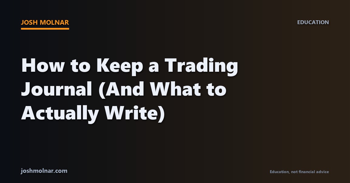 Branded card illustrating how to keep a trading journal for day traders