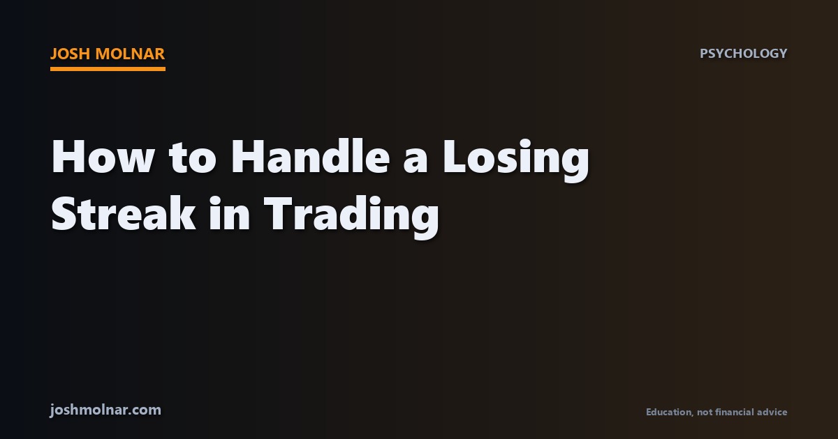 Branded card about handling a losing streak in trading, by Josh Molnar