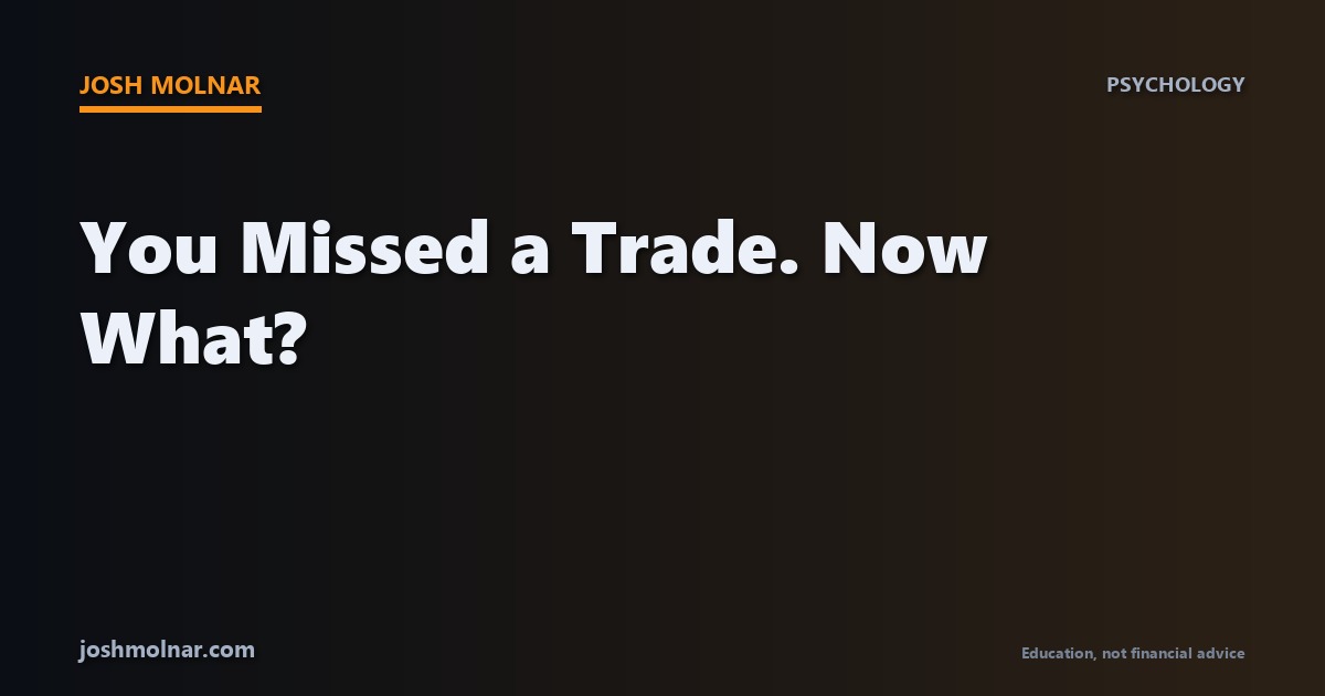 Branded card about handling a missed trade in day trading