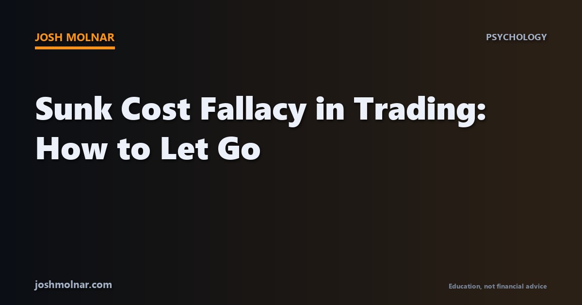 Sunk cost fallacy in trading concept showing the cost of holding losing trades