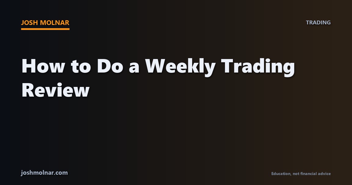 Branded card for a guide on how to do a weekly trading review
