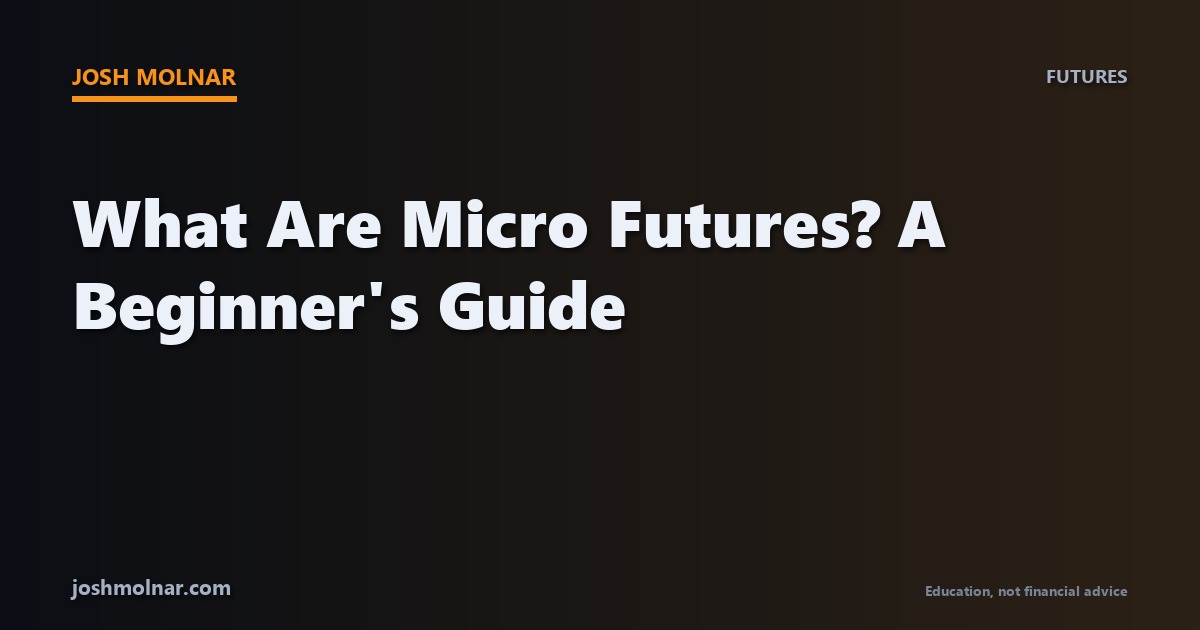 Branded card explaining micro futures trading for day traders on joshmolnar.com