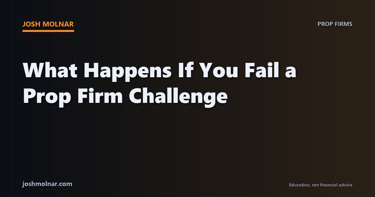 Branded card about what happens when you fail a prop firm challenge, by Josh Molnar