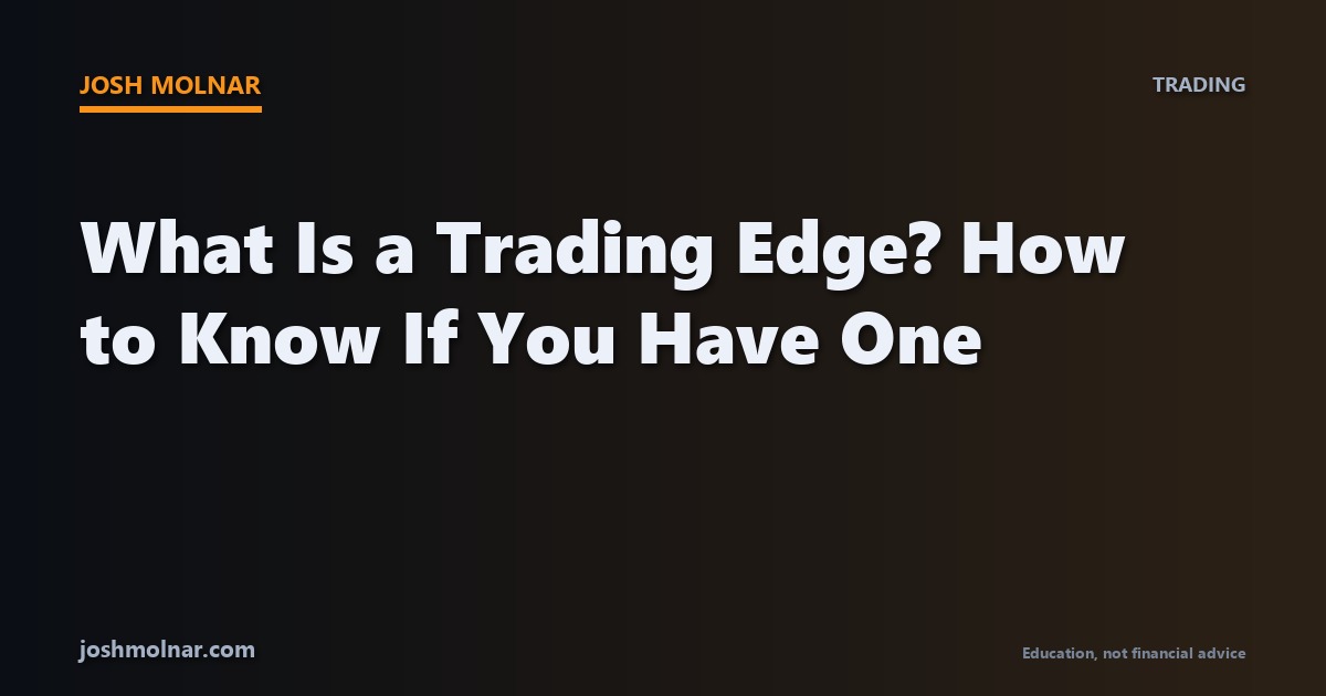 Branded card illustrating the concept of a trading edge and how to measure one