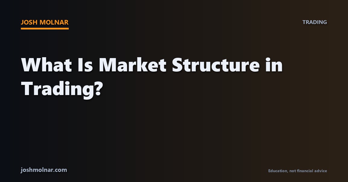 Branded card explaining what market structure in trading means