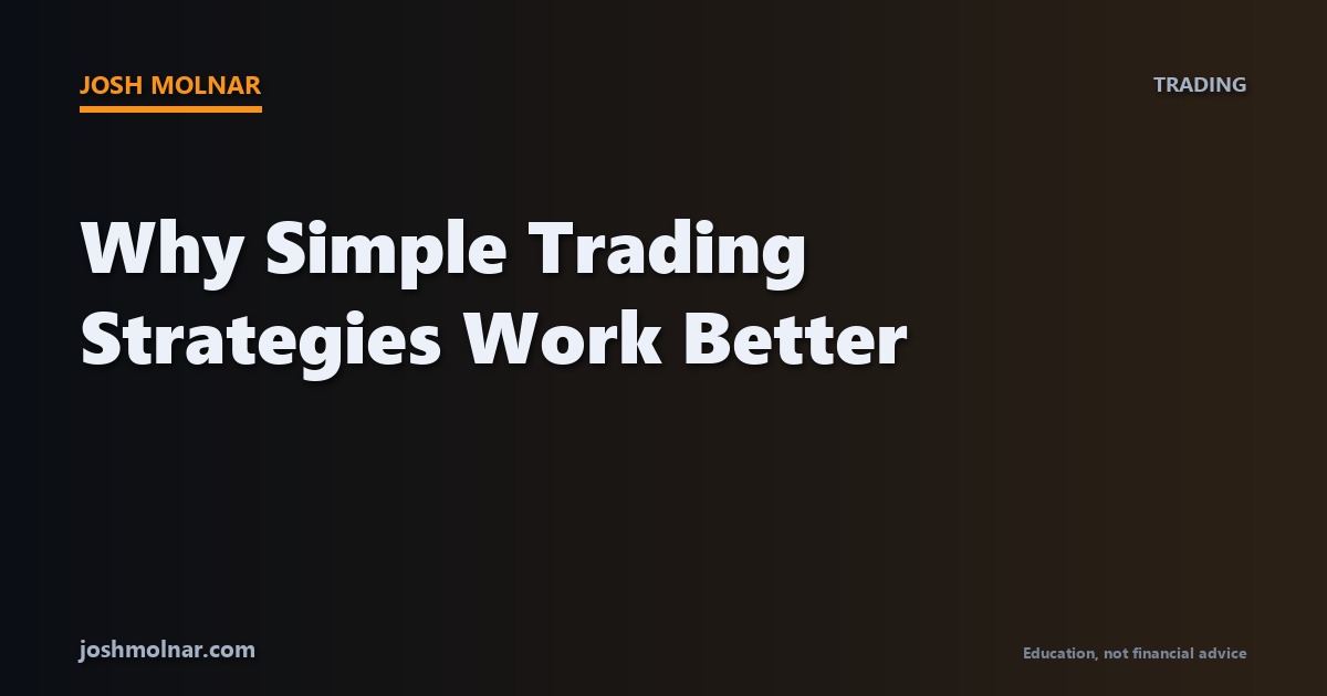 Branded card about why simple trading strategies outperform complex ones