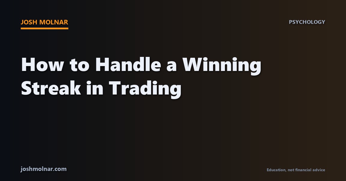 Concept card showing winning streak trading discipline with consistent position sizing on a hot run